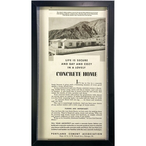 Portland Cement Assoc. "Life is Secure & Gay & Cozy in a Concrete Home" Ad 1936 - Picture 3 of 3